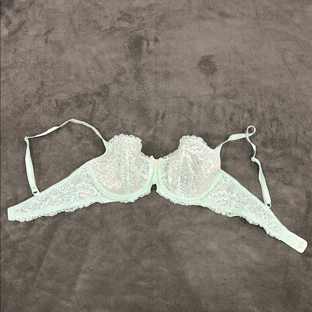Victoria's Secret Dream Angels Unlined Demi Lace Underwire Bra in Soft Mint 34C - Picture 6 of 12